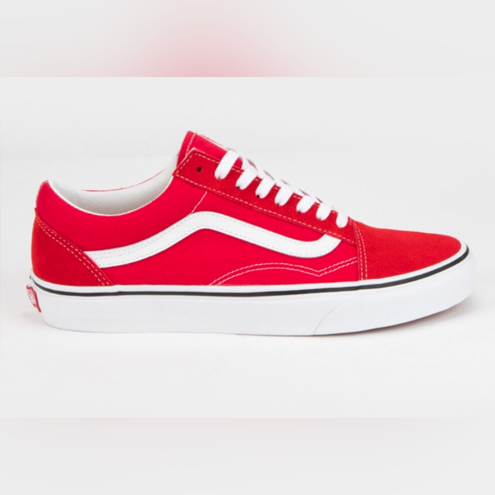 VANS Old Skool Racing Red & True White Shoes - Youth Size 3 - NEW IN BOX